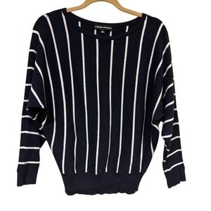 Catherine‎ Malandrino Navy White Vertical Stripe Sweater Women's Large